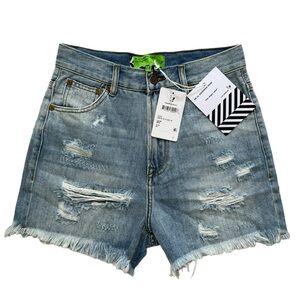 SR VS SANDRINE ROSE THE VIRGIN LABEL HI RISE DENIM CUT OFF SHORTS SIZE 24